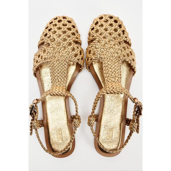 RARE!!! ZARA Metallic Gold Woven Flats NWT Blogger Fave ๐ - Picture 16 of 16